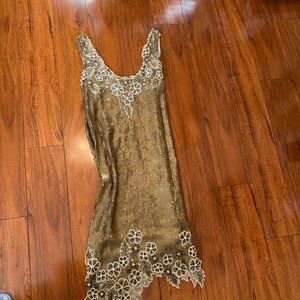 Lillie Rubin Gold & White Beaded dress and Coat